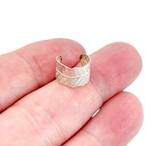Vintage Sterling Silver 925 Textured Leaf Ear Cuff